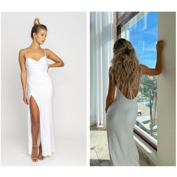 RESA White satin silk Dress - Picture 1 of 13
